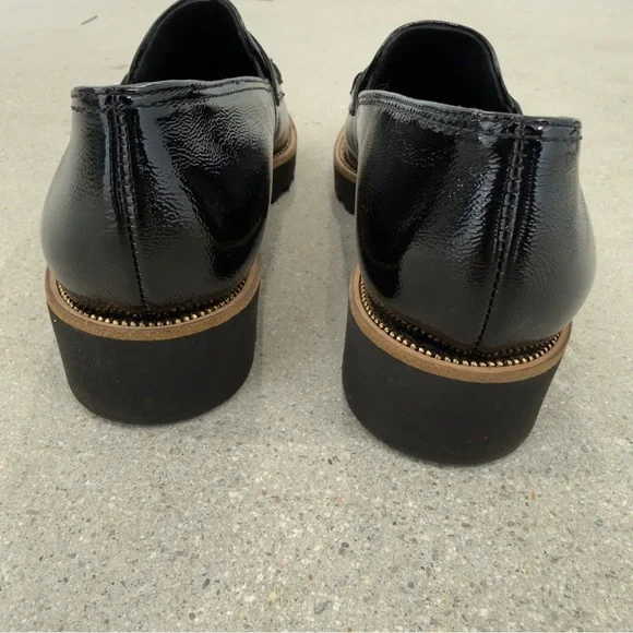 Paul Green Natasha LF Black Crinkled Patent Leather Loafers - Size 7.5 - Picture 6 of 9